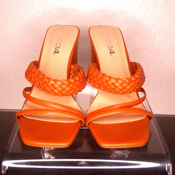 Veda Women's Orange Braided Heeled Sandals - Picture 6 of 13